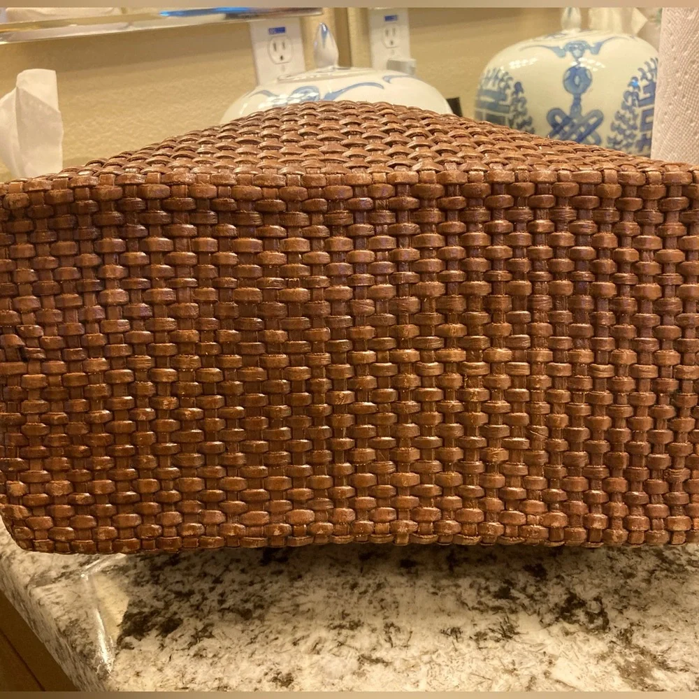 Weaved All-Leather Tote Bag - Boho Inspired - Picture 5 of 8
